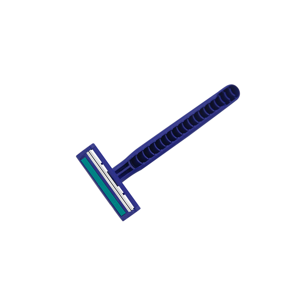 New rubber handle men face shaving twin blade razor silky touch disposable razor 
