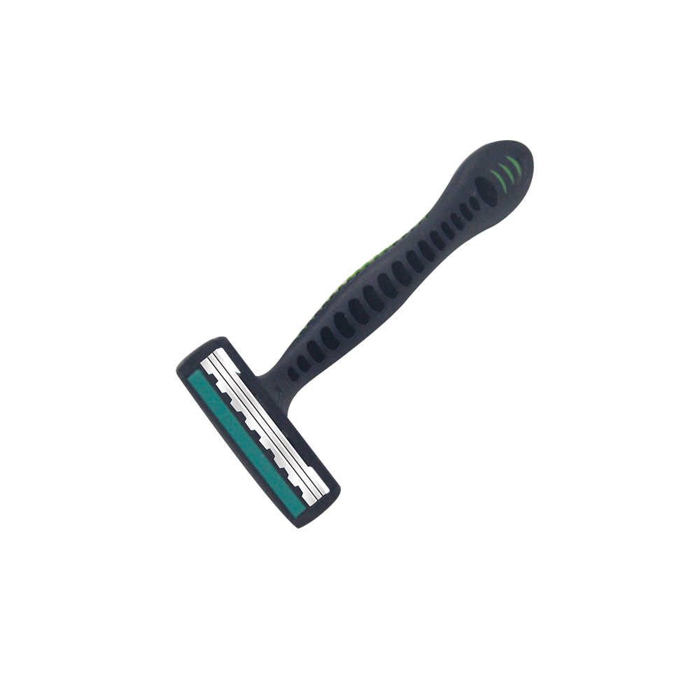 Three Blades Disposable Razor with Rubber Handle